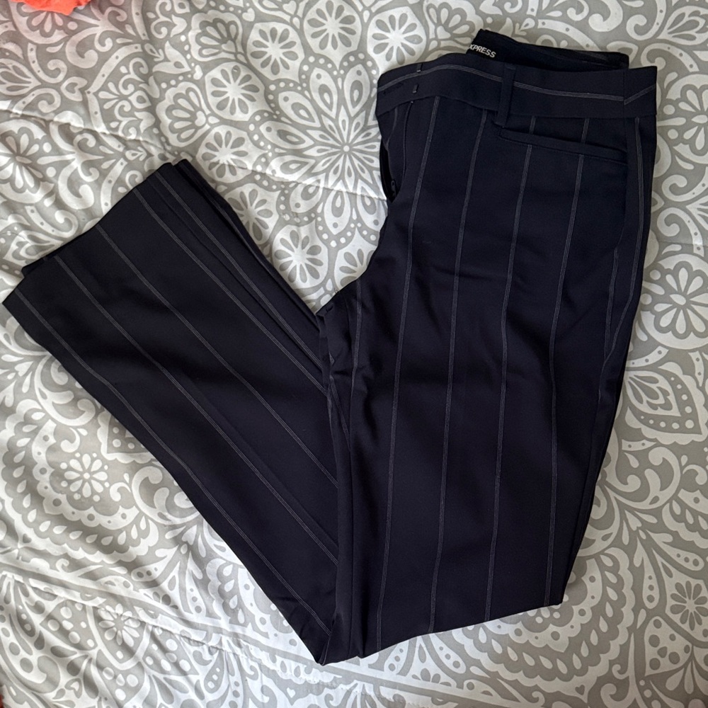 Navy Blue Pinstripe Pants